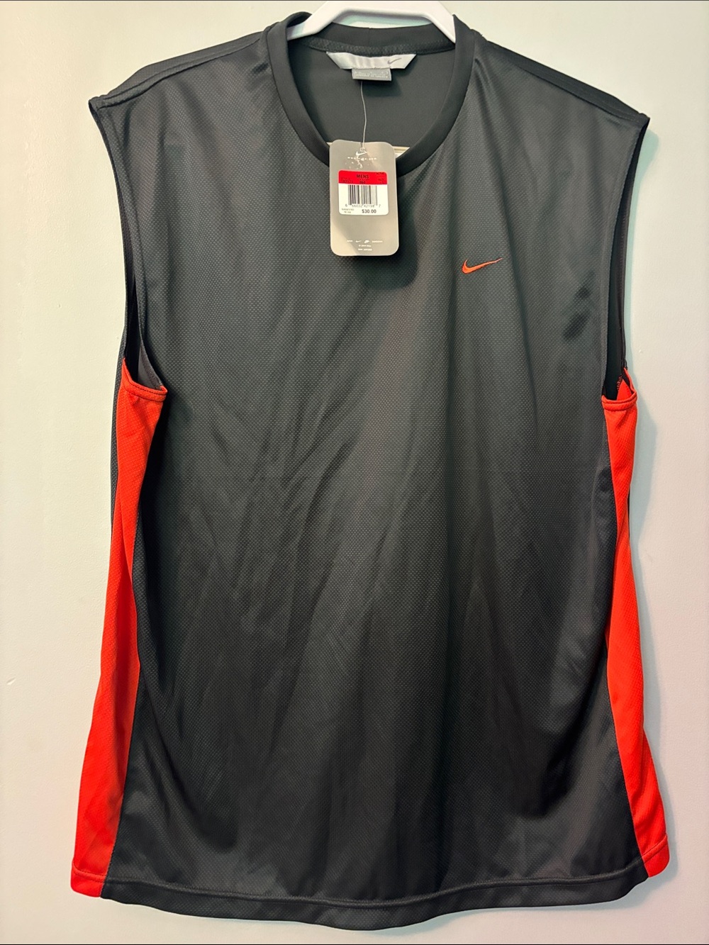Nike Men’s Black Sleeveless Training Tank with Orange Panels